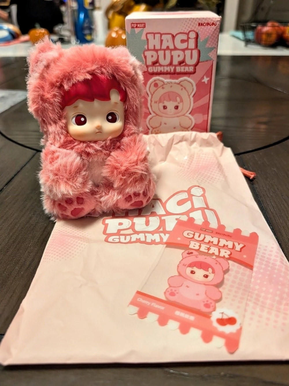 POP MART HACIPUPU Gummy Bear Pink Plush Figure
